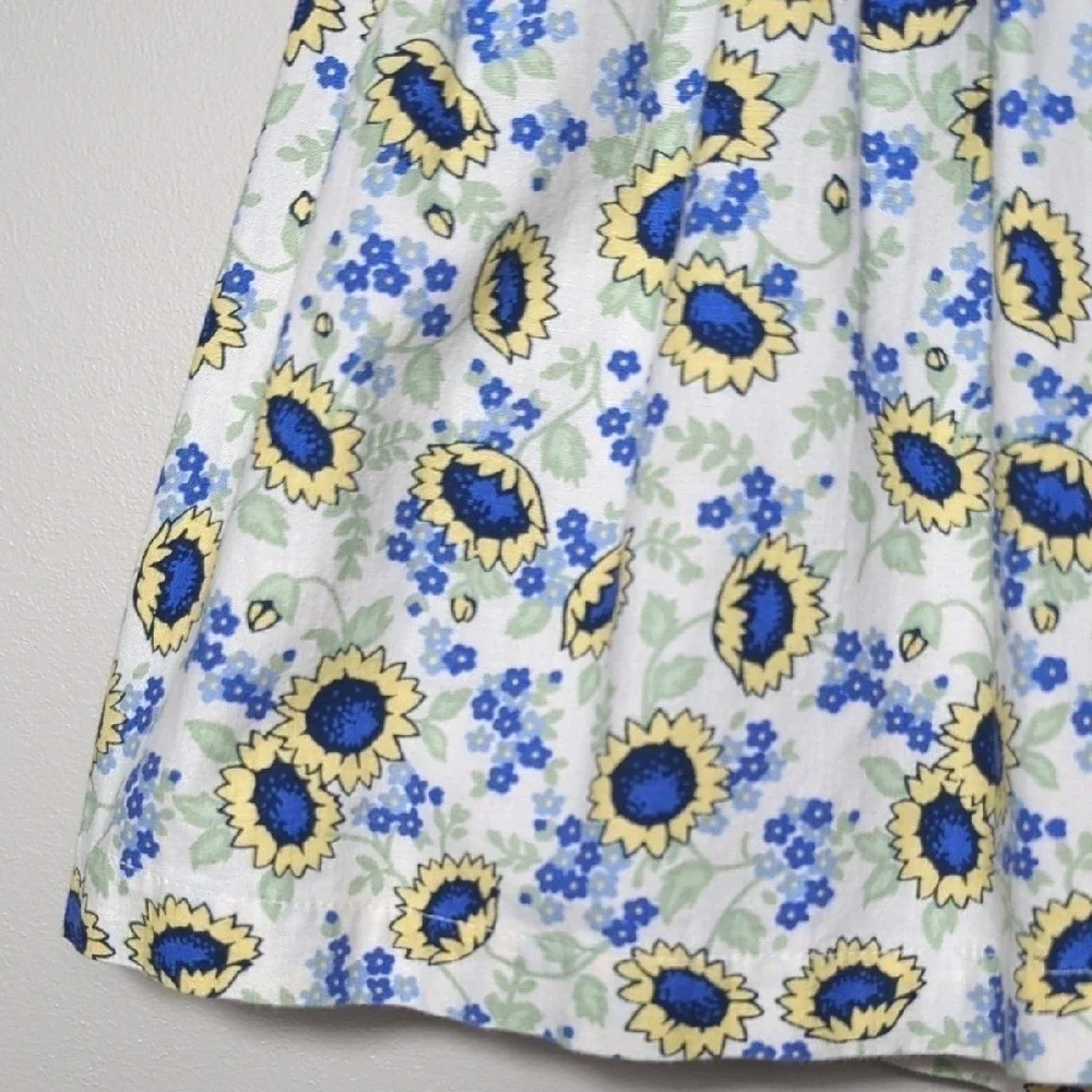 Vtg 90s OshKosh Girls 4T Blue Yellow Sunflower Cotton‎ Dress Jumper HTF! RARE!